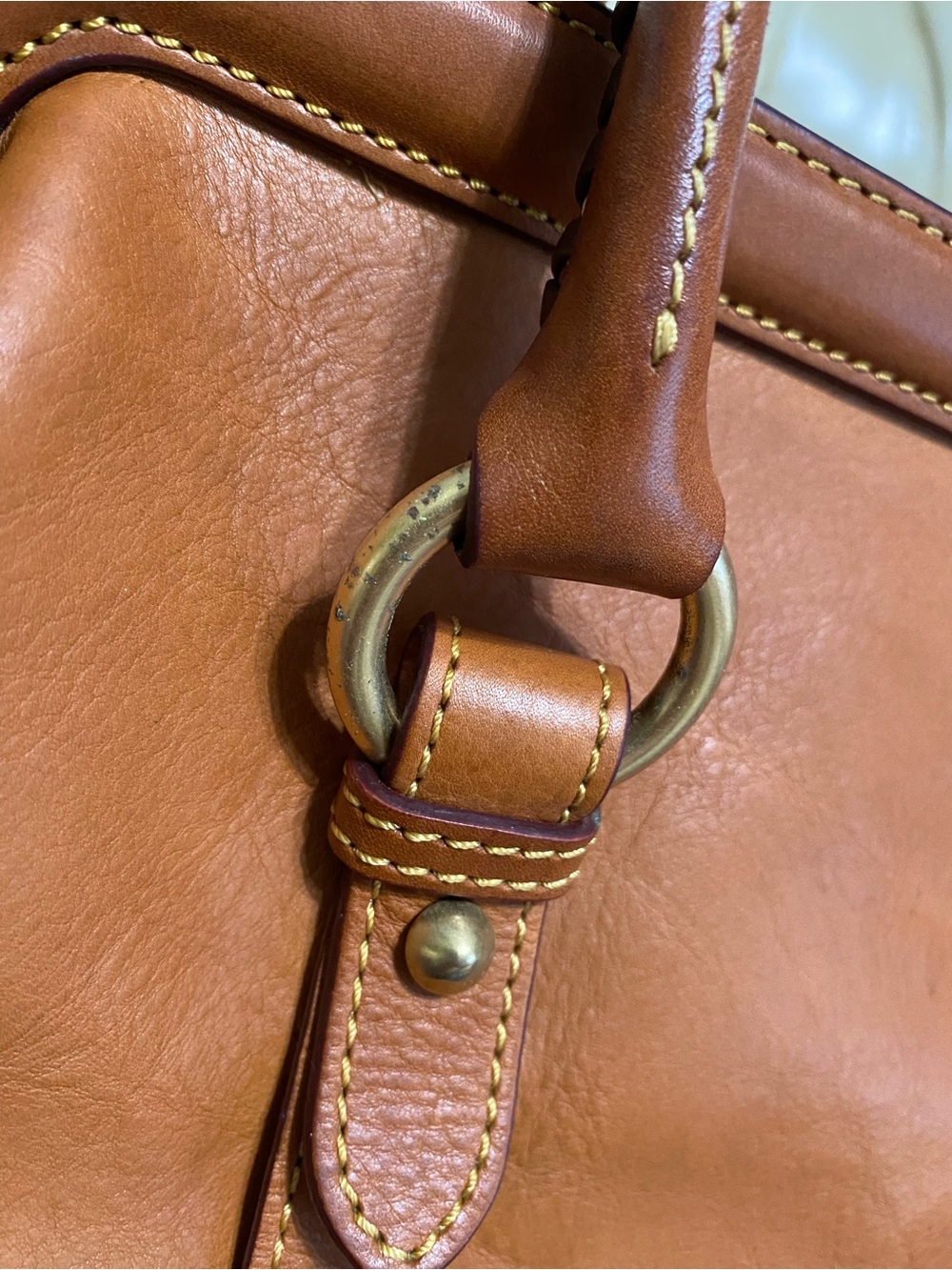 Dooney & Bourke LARGE Framed Doctor Bag Florentine Mitchell Leather Whipstitch - Picture 14 of 16